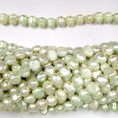 FRESHWATER PEARL SIDED 6.5-7MM VERY LIGHT GREEN (10 STRS)